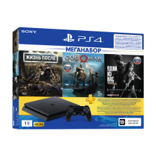PlayStation 4 (1 ТБ) с 3 хитами и подпиской: Days gone, God of war, Одни из нас